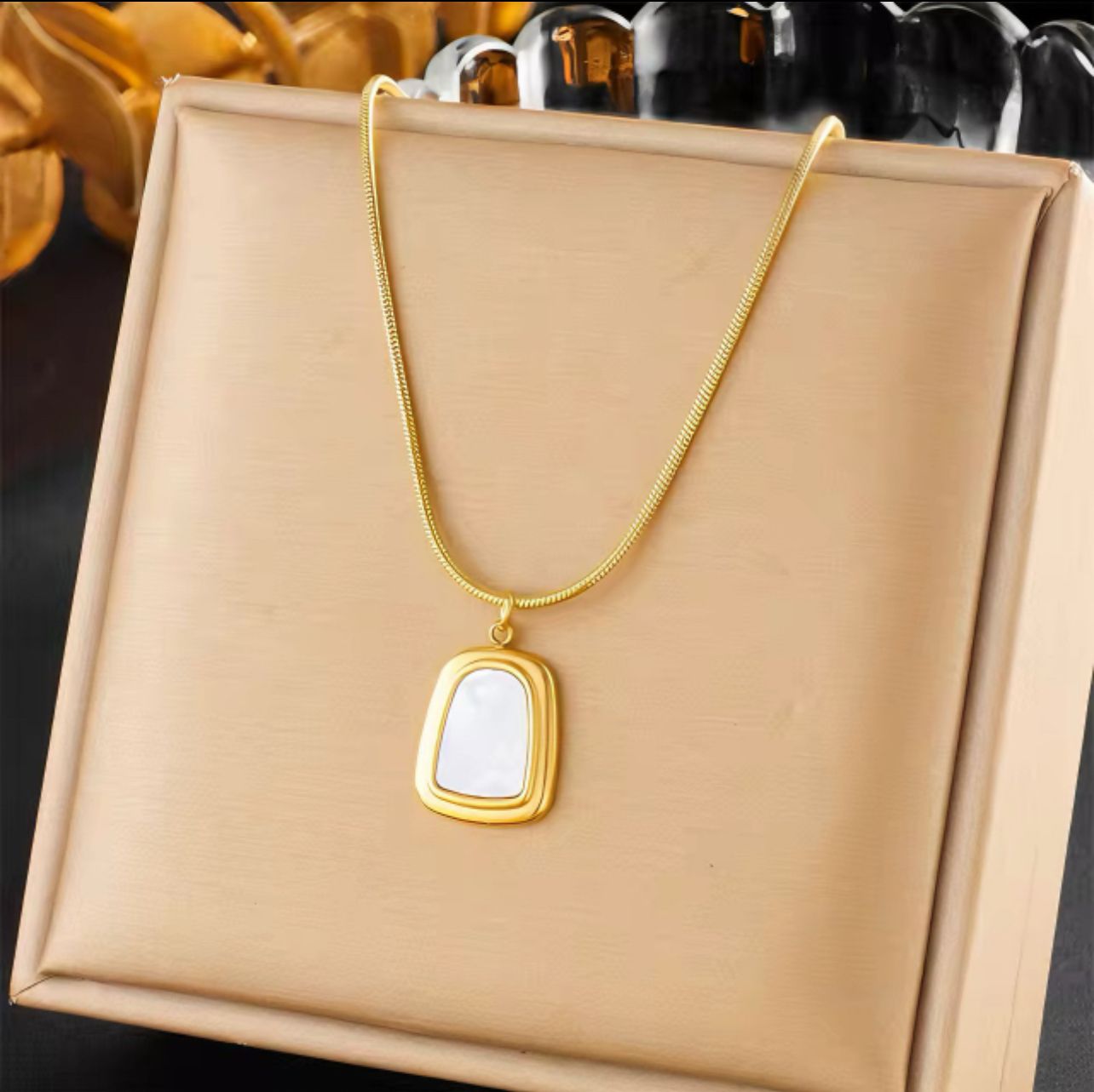 Gold Plated White Shell Pendant