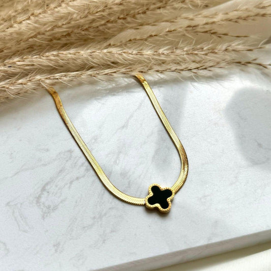 Gold plated Clover snake pendant