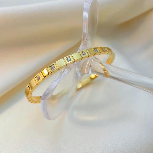 Minimalist Gold Filled White Bangle