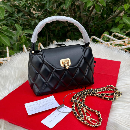 Charles & Keith Arwen Quilted Braided-Strap Top Handle Bag